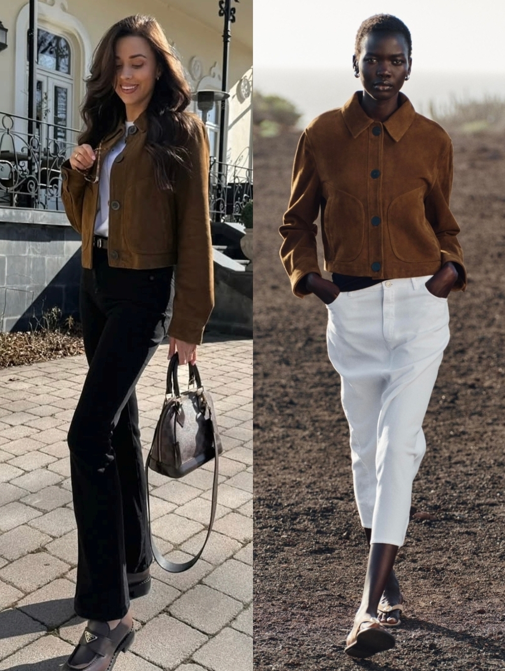 NWT Zara Brown Genuine Leather Suede Jacket